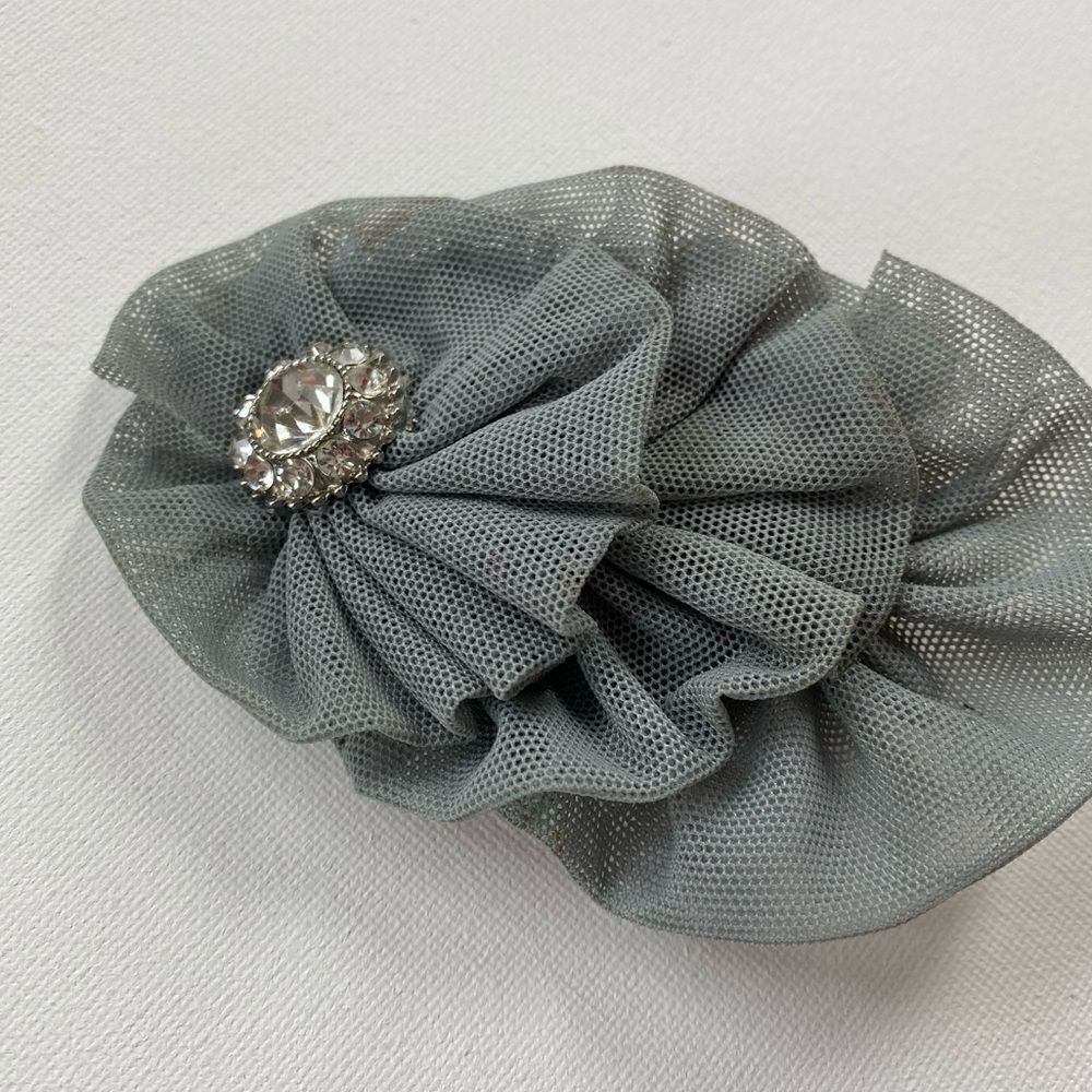 One of a Kind 1950’s Handmade Vintage Pleated Tiered Ruffle Crystal Hair Piece - Picture 3 of 7